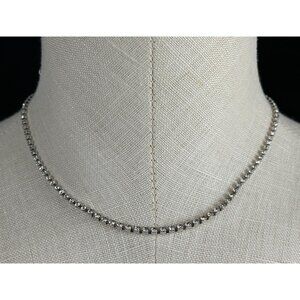 Avon Silver-Tone Rhinestone Tennis Necklace Vintage Bar Choker 107 Crystals 16"